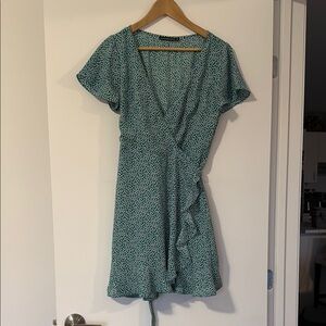 Abercrombie & Fitch Green Ruffled Wrap Mini Dress